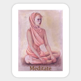 Meditating woman girl, zen, yoga, buddhism Sticker